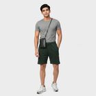 Men's Green Regular Fit Drawstring Bermuda Shorts, Dark Green, small
