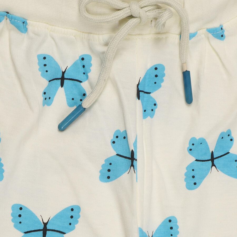 Girls' Off-White Butterfly Printed Jogger Pyjama, Off White, large image number null