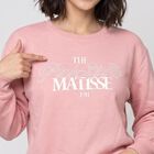 Women Pink Crew Neck Pullover Sweatshirt, Pink, small
