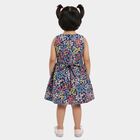 Girls' Navy Blue Floral Printed Sleeveless Frock, नेवी ब्लू, small