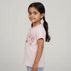 Girls Light Pink Cotton Round Neck Casual T-Shirt, हल्का गुलाबी, small image number null