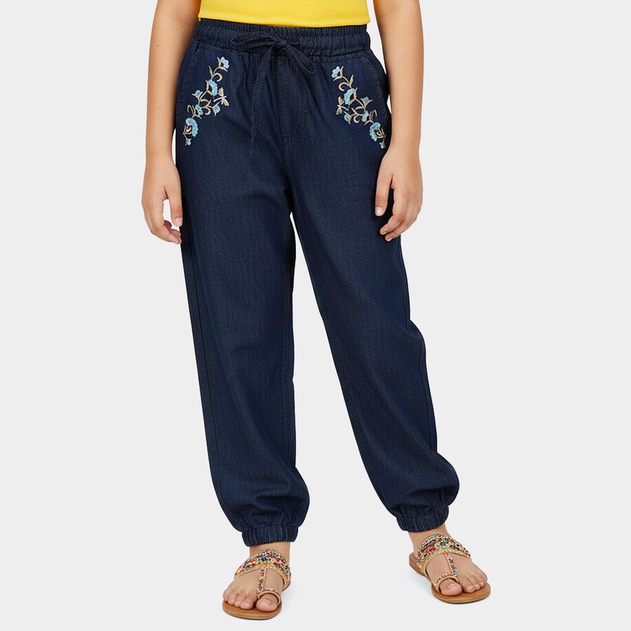 Girls Blue Regular Fit Jeans, Mid Blue, large