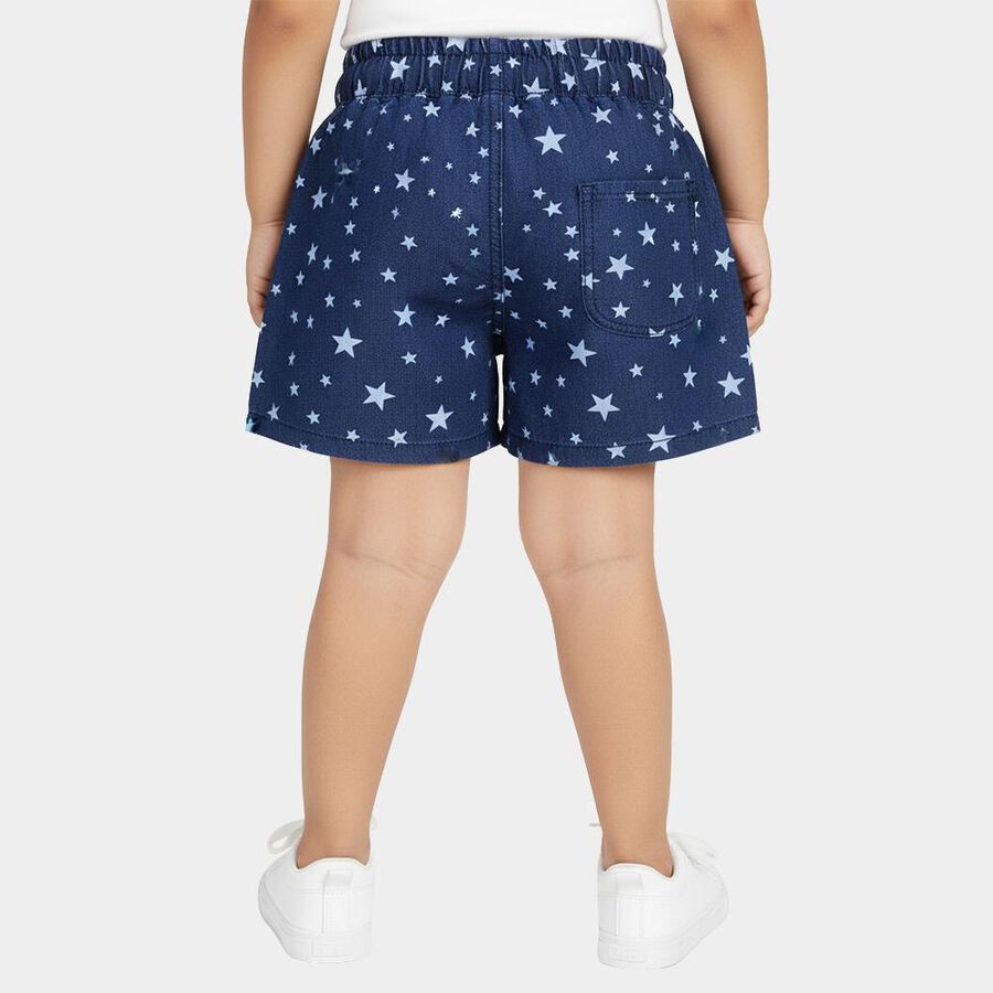 Girls' Dark Blue Regular Fit Drawstring Shorts, गहरा नीला, large