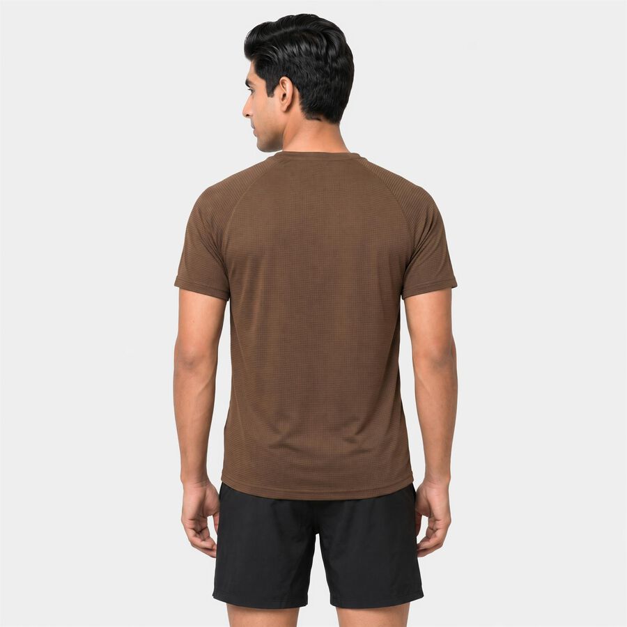 Men's Brown Round Neck Regular Drifit T-Shirt, Brown, large