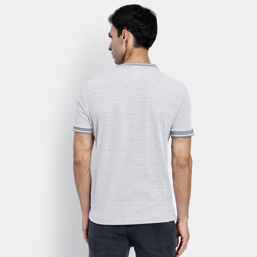 Men's Henley Half Sleeves T-Shirt, Light Grey, large image number null