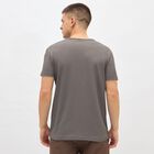 Men's Dark Grey Round Neck Athleisure T-Shirt, Dark Grey, small