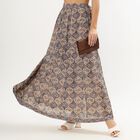 Women's Multicolor Flared Tiered Skirt, Dark Blue, small image number null