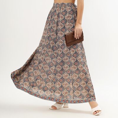 Women's Multicolor Flared Tiered Skirt