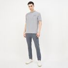 Men's Grey Round Neck Graphic Print T-Shirt, Light Grey, small