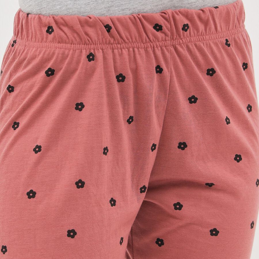 Women's Dusty Rose Floral Printed Elastic Waist Pyjama, गुलाबी, large image number null