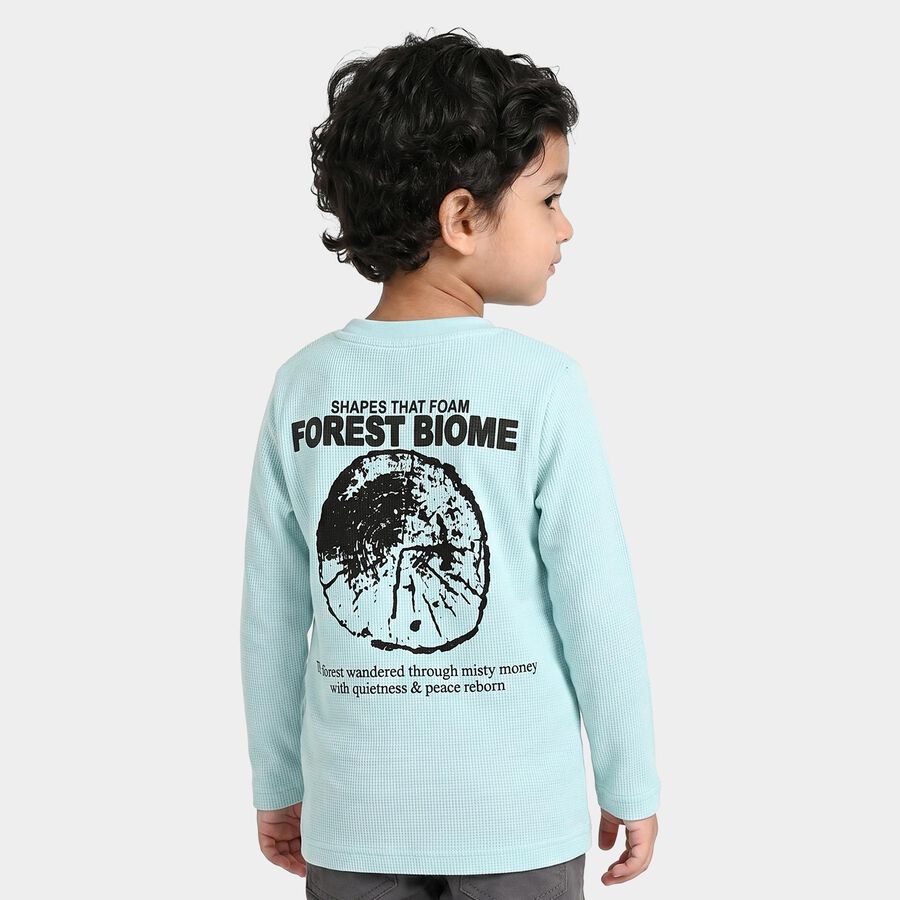 Boys Light Blue Round Neck Regular T-Shirt, Light Blue, large