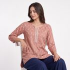Women's Purple Round Neck Printed Straight Kurti, बैंगनी, small