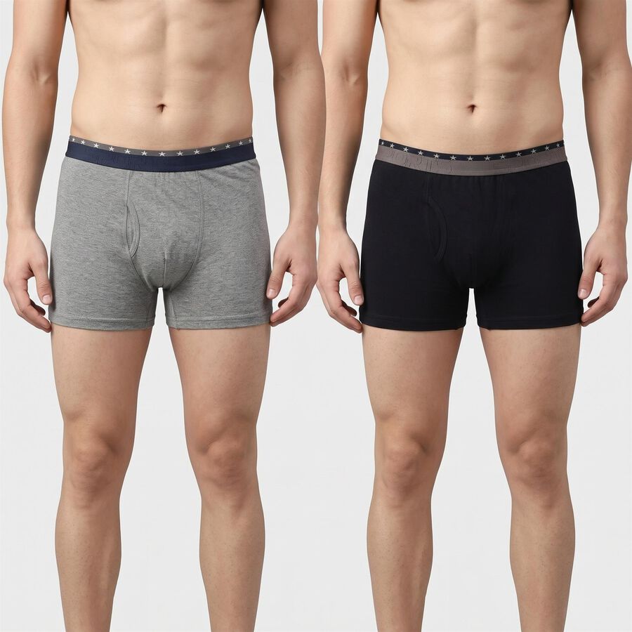 Men's Navy Blue Regular Fit Solid Trunks, नेवी ब्लू, large