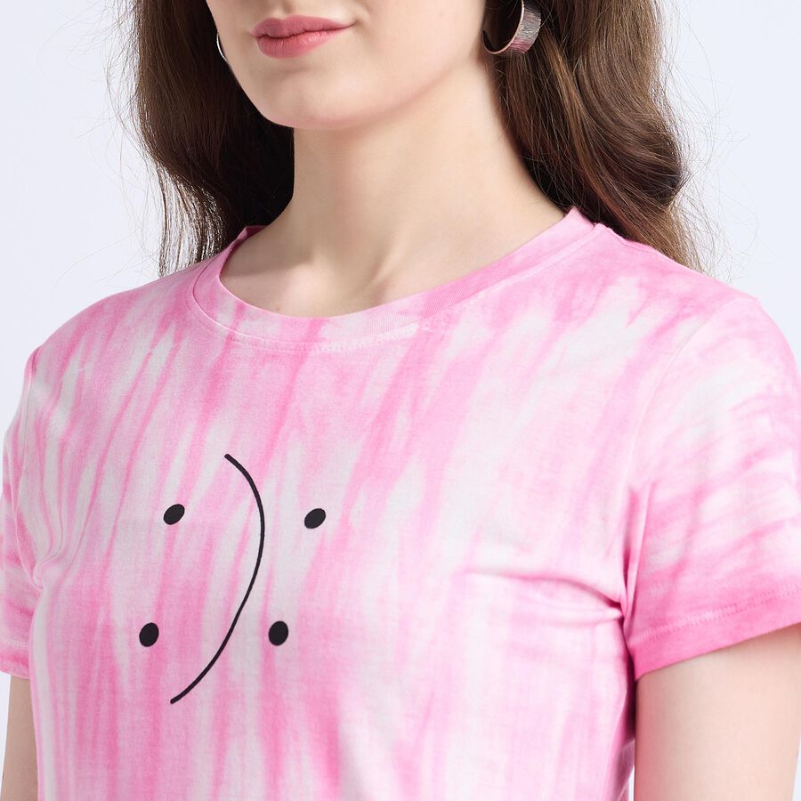 Ladies' 100% Cotton Round Neck T-Shirt , Pink, large image number null