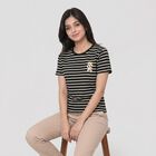 Women Black Round Neck Regular T-Shirt, काला, small