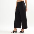 Ladies' Jet Black High-Rise Culottes Trousers, काला, small image number null