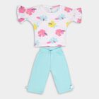 Girls' 100% Cotton Capri Set, एक्वा, small image number null