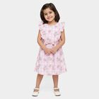 Girls' Pink Floral Printed Ruffled Sleeveless Frock, Light Pink, small
