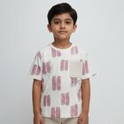 Boys White and Dusty Pink Cotton Round Neck Casual T-Shirt, गुलाबी, small image number null