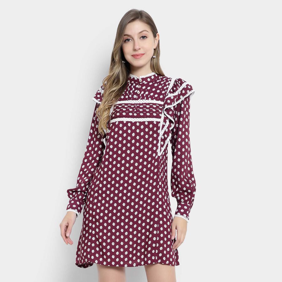 All Over Print Dress, Wine, large image number null