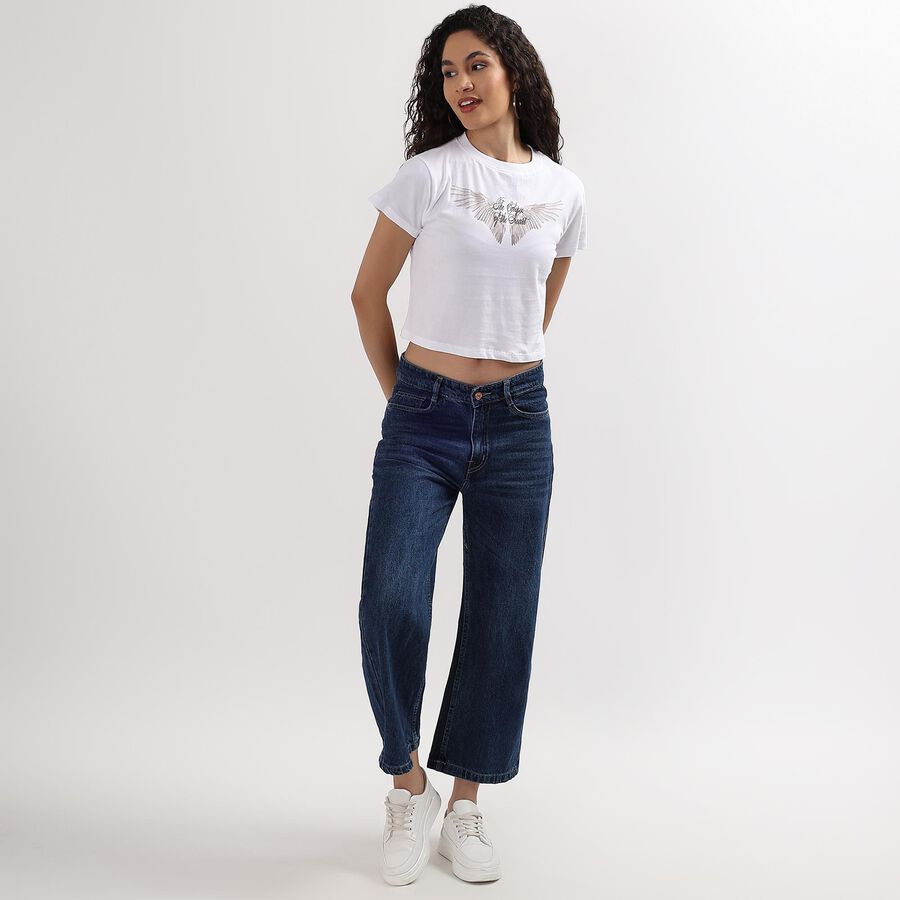 Ladies' 100% Cotton Round Neck T-Shirt , White, large image number null