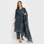 Ladies' 100% Cotton Ethnic Set, Dark Blue, small image number null