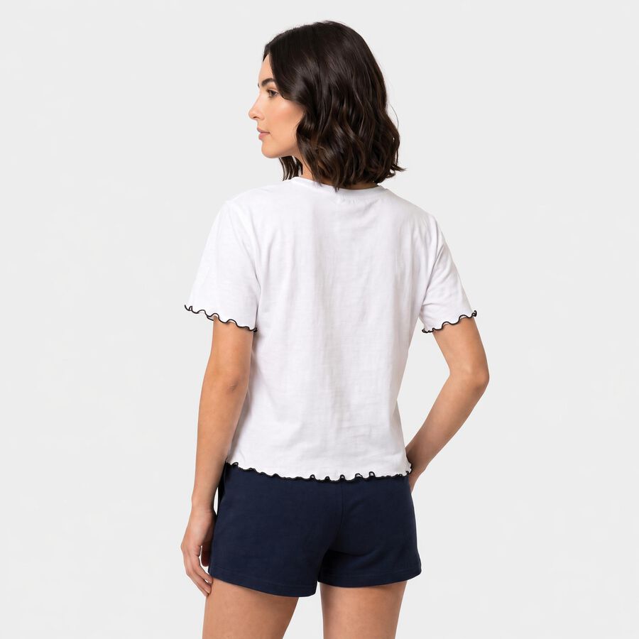 Women's White Cotton Round Neck Regular T-Shirt, White, large