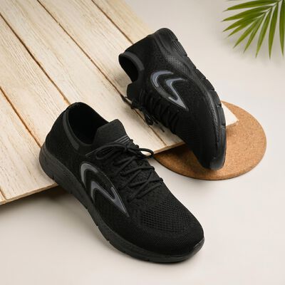 Men's Black Lace-Up Sneakers