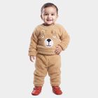 Infants' Beige Round Neck Bear Appliqu&eacute; Baba Suit, Beige, small