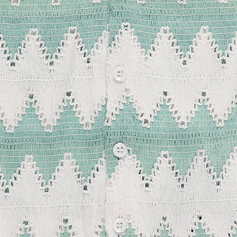 Boys' White and Green Collared Lace Pattern Baba Suit, White, large