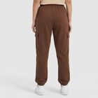 Women's Brown Relaxed Fit Cargo Track Pants, भूरा, small