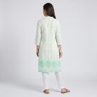Women's Mint Green Mandarin Collar Printed Straight Kurta, Light Green, small