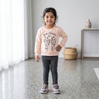 Girls' Pink Crew Neck Graphic Print Sweatshirt, Light Pink, small