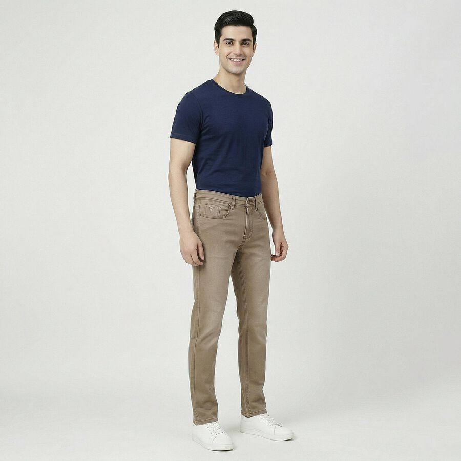 Men's Beige Slim Fit Jeans, Beige, large
