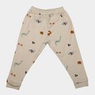 Infants Beige Jogger Graphic Printed Cotton Pyjama, गहरा पीला, small