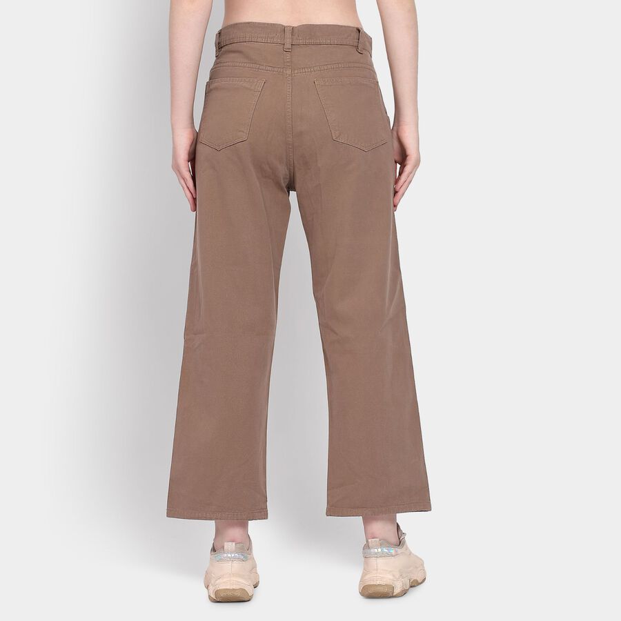 Ladies' 100% Cotton Trousers, Brown, large image number null