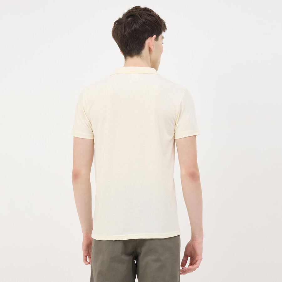 Men's Off White Polo Neck Classic T-Shirt, Off White, large