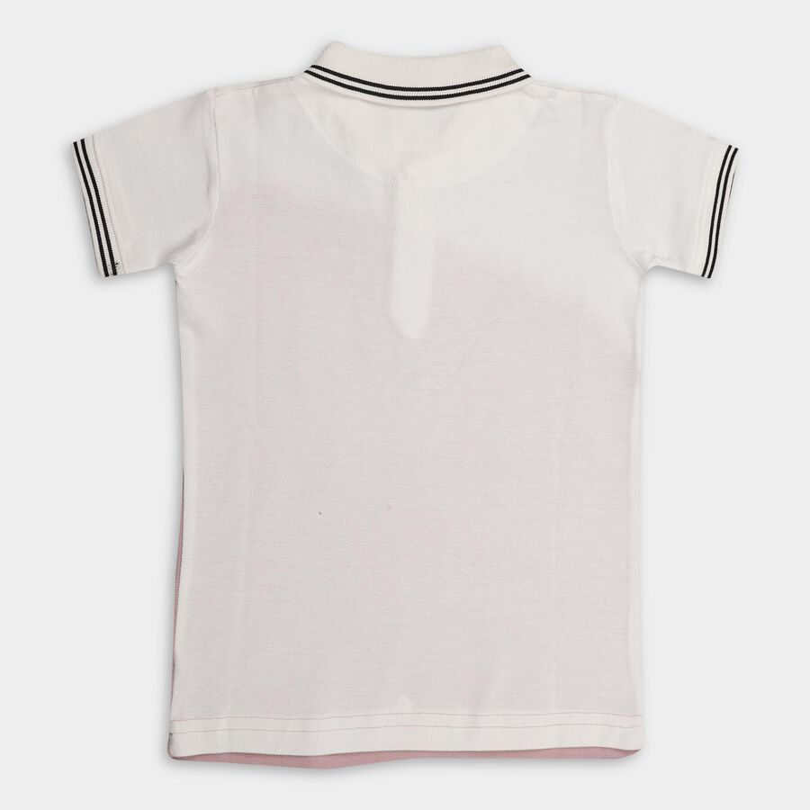 Boys' 100% Cotton Collar Half Sleeves T-Shirt, Light Pink, large image number null