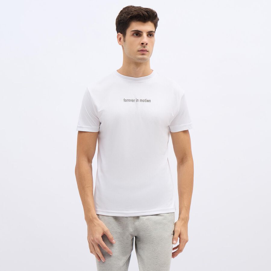 Men's Bright Eggshell White Crew Neck Athleisure T-Shirt, White, large