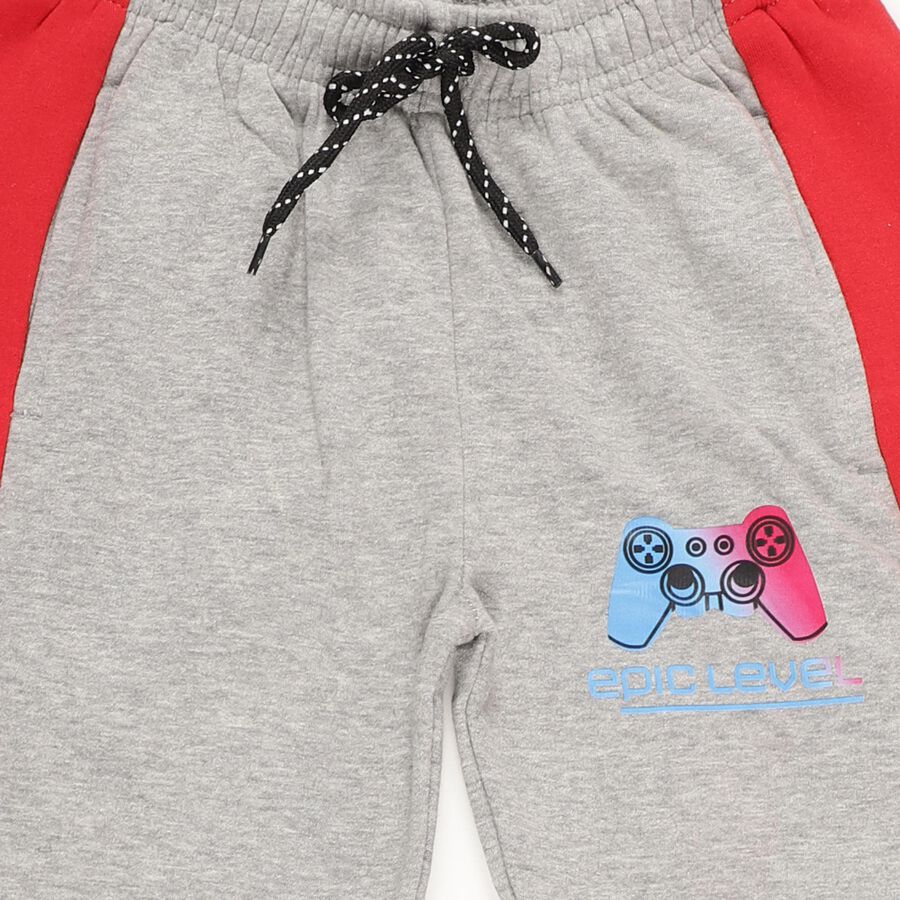 Boys' Light Heather Grey Printed Winter Pyjama, मिश्रित हल्का ग्रे, large image number null