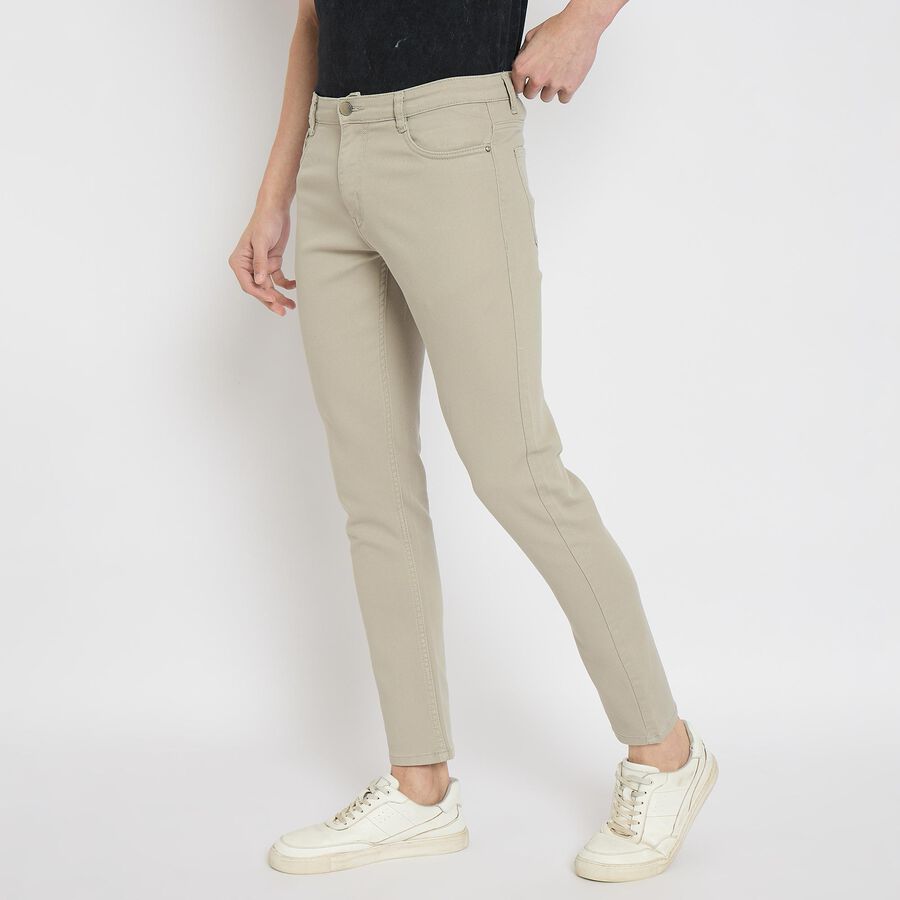 Men's Slim Fit Casual Trousers , Light Grey, large image number null
