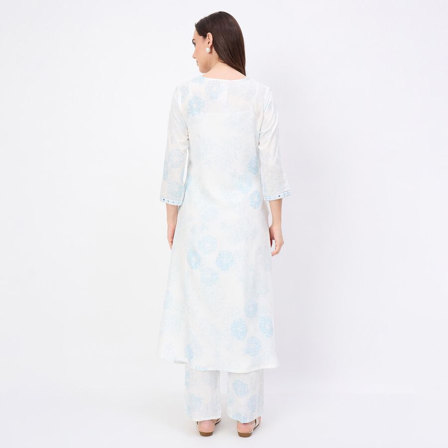 Women's Pale Powder Blue Floral Printed Ethnic Set, Light Blue, large