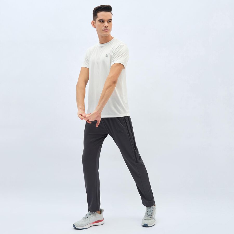 Men's Bright Eggshell White Crew Neck Athleisure T-Shirt, सफ़ेद, large