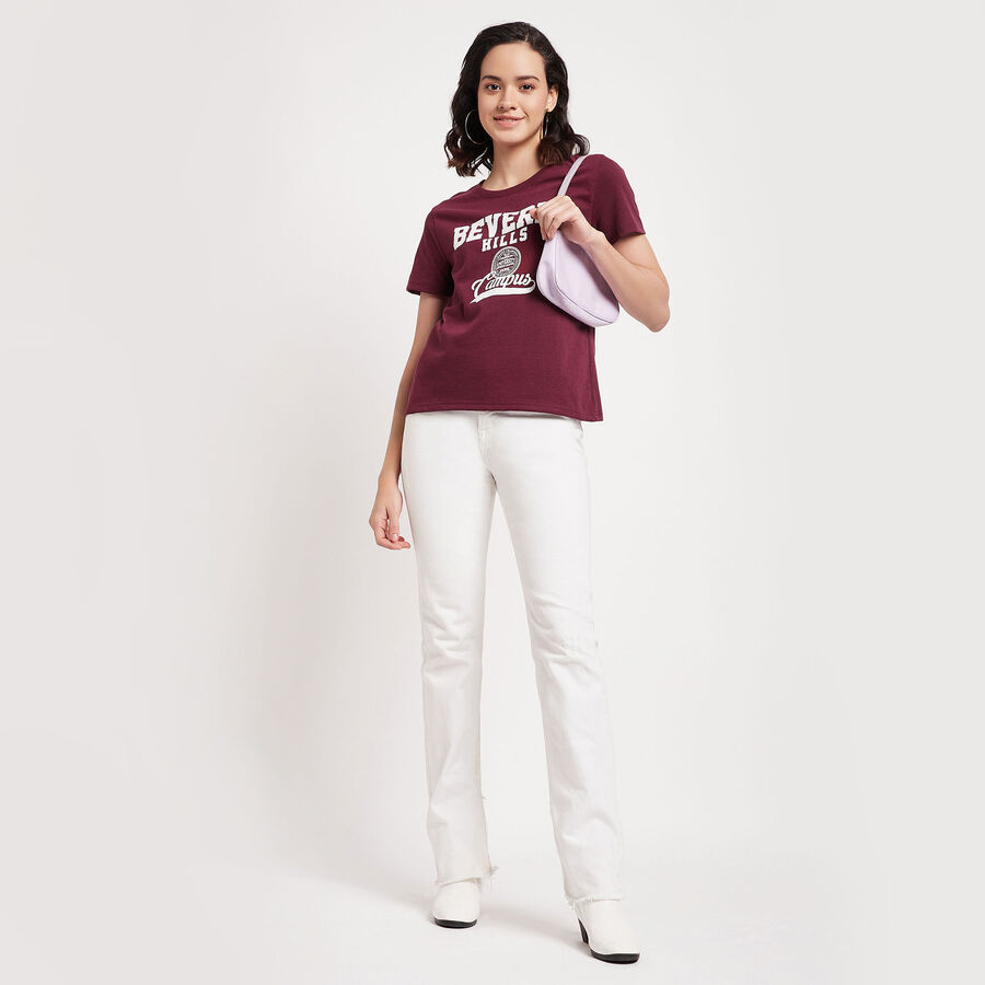 Round Neck T-Shirt, Wine, large image number null