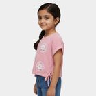 Girls' Pink Round Neck Casual T-Shirt, Light Pink, small
