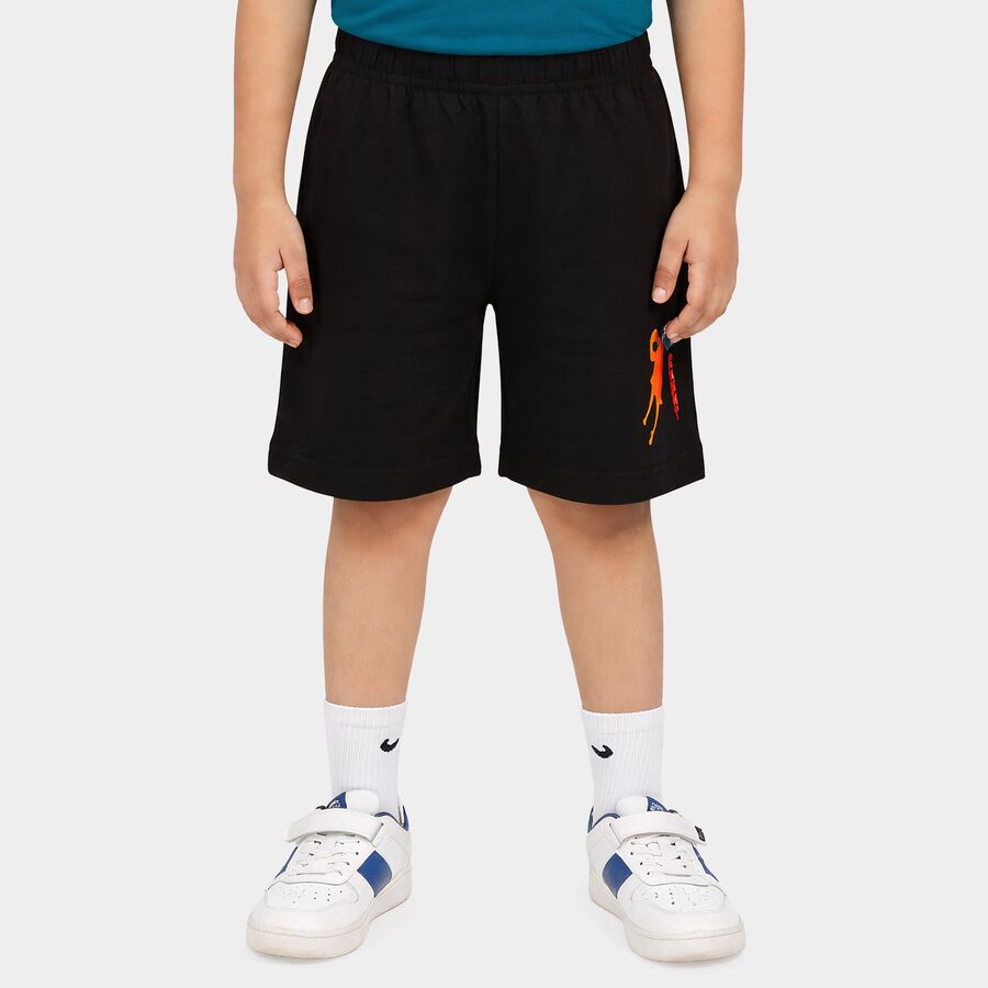 Boys Black Regular Fit Casual Bermuda Shorts, Black, large