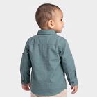 Infants Teal Blue Cotton Collared Utility Shirt, Teal Blue, small