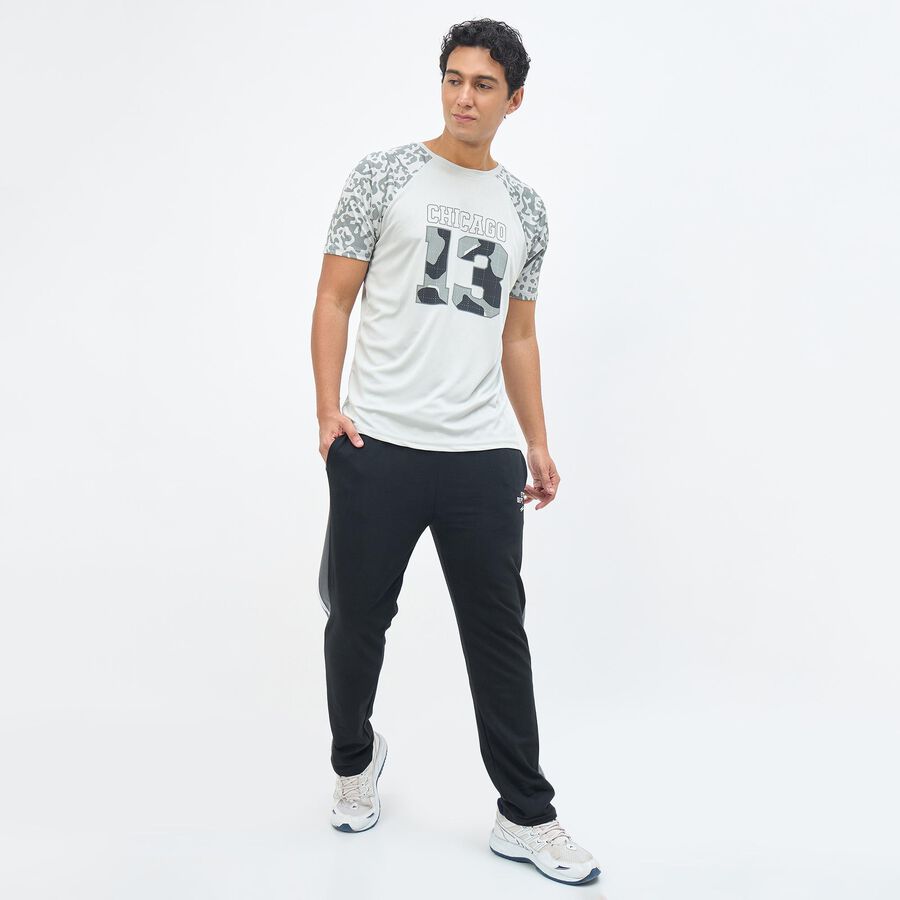 Men's Light Grey Round Neck Athleisure Drifit T-Shirt, Light Grey, large