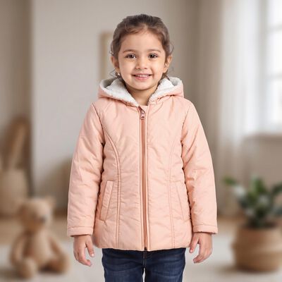Girls' Pink Hooded Puffer Jacket