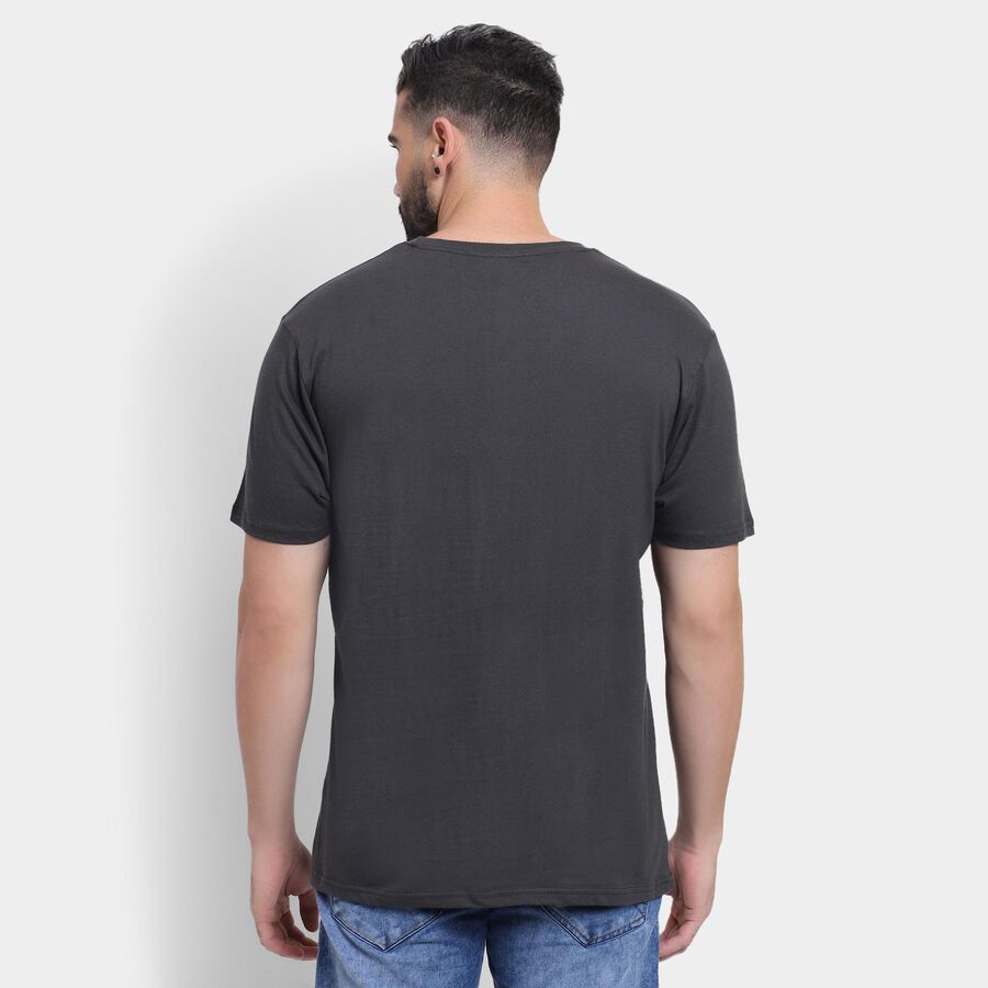 Men's 100% Cotton Round Neck Half Sleeves T-Shirt, गहरा ग्रे, large